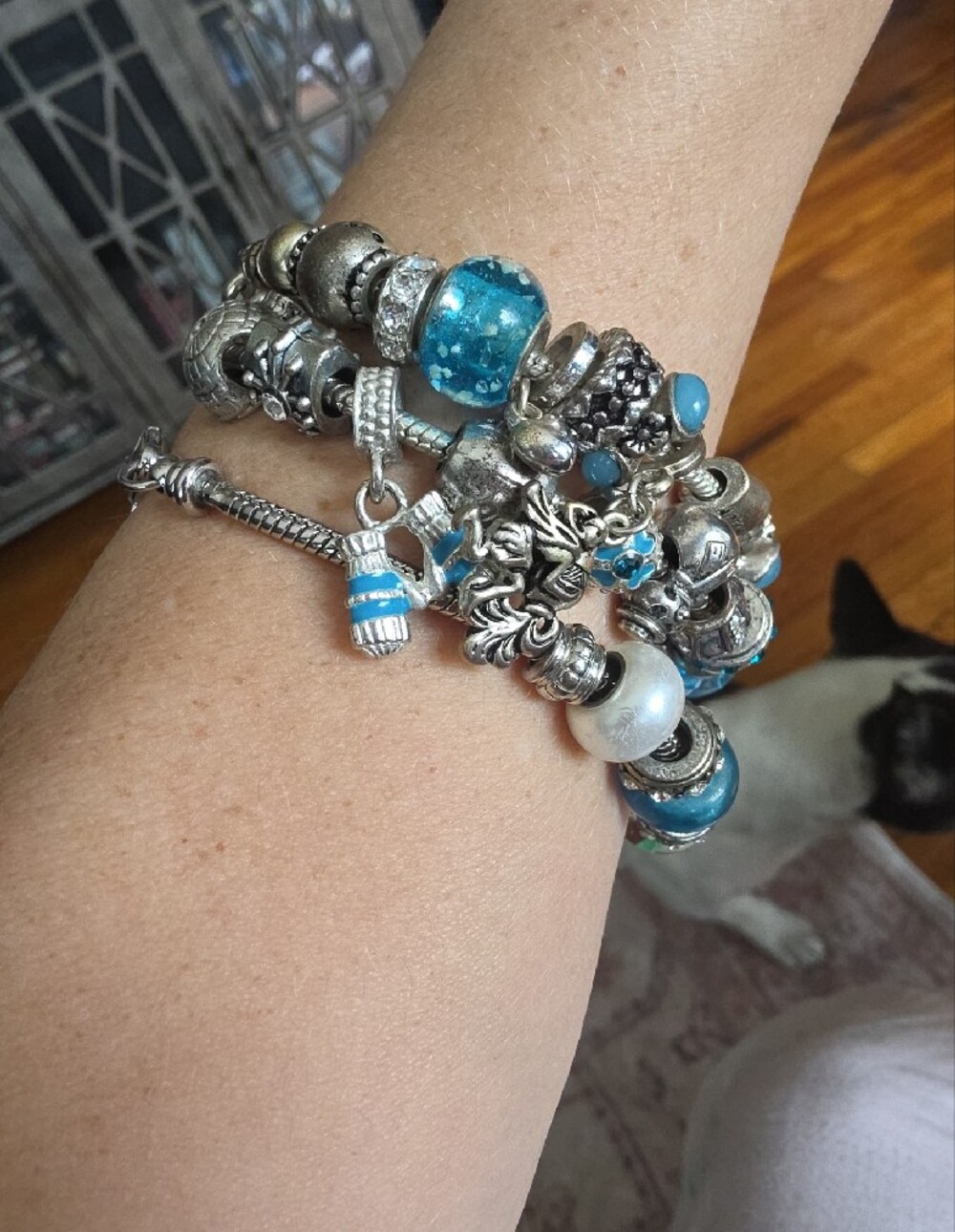 Murano Glass Striped Lantern Style Slider Charm Bracelet Collection - Picture 9 of 14